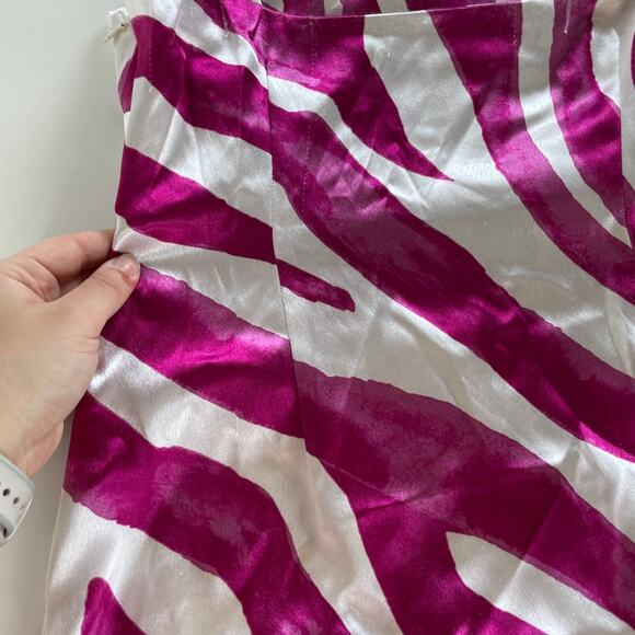 The East Order Dress Womens Medium‎ Rhea White Pink Zebra Print Satin Mini - Picture 14 of 15